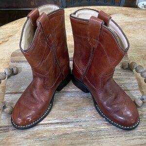 Vintage‎ Old West Little Kid’s Sz 10.5 Brown Leather Cowboy Boots